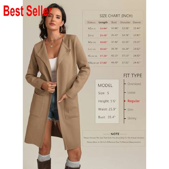 Oversized Open Front Cardigan Lightweight Knit Coatigan Chic Minimal Style - Picture 7 of 8